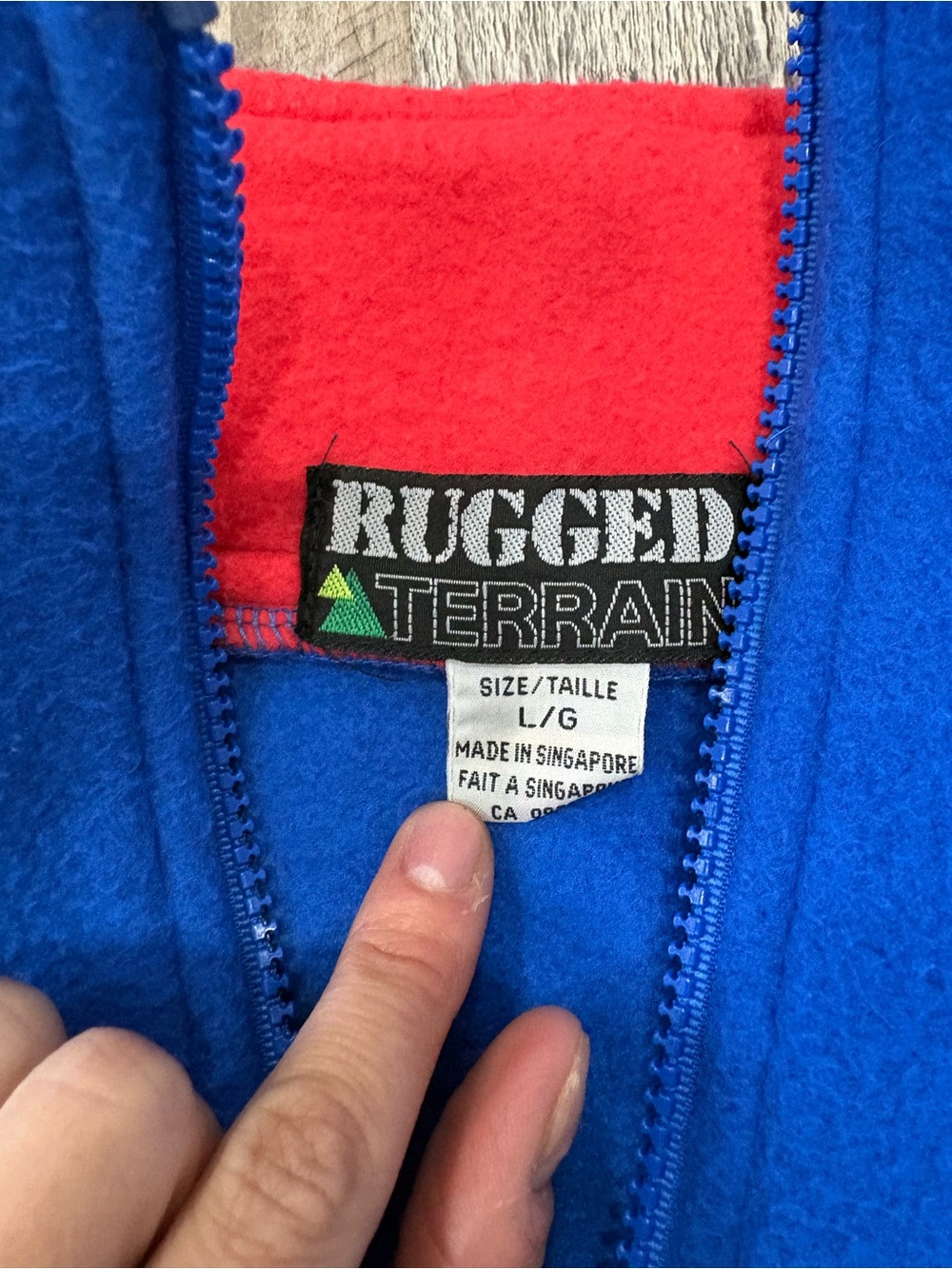 Vintage 90s Rugged Terrain Fleece Pullover Quarter Zip Blue Red L - Picture 7 of 8